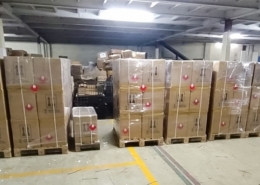 UN-certified boxes palletised into 8 pallets by Galaxypacs for safe transport