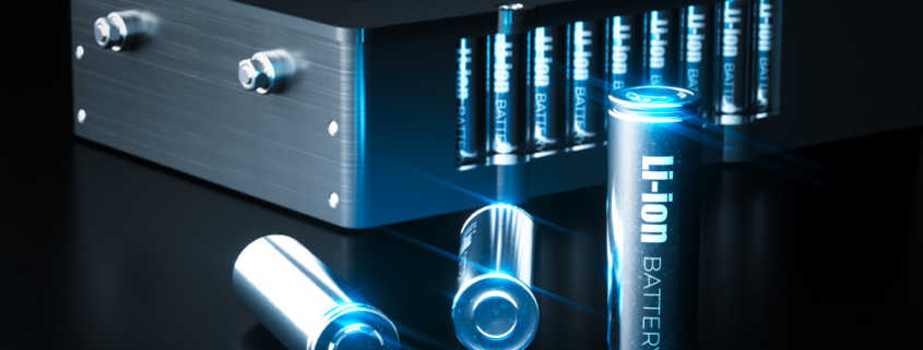 Lithium-ion batteries with a battery charger showcasing energy storage technology